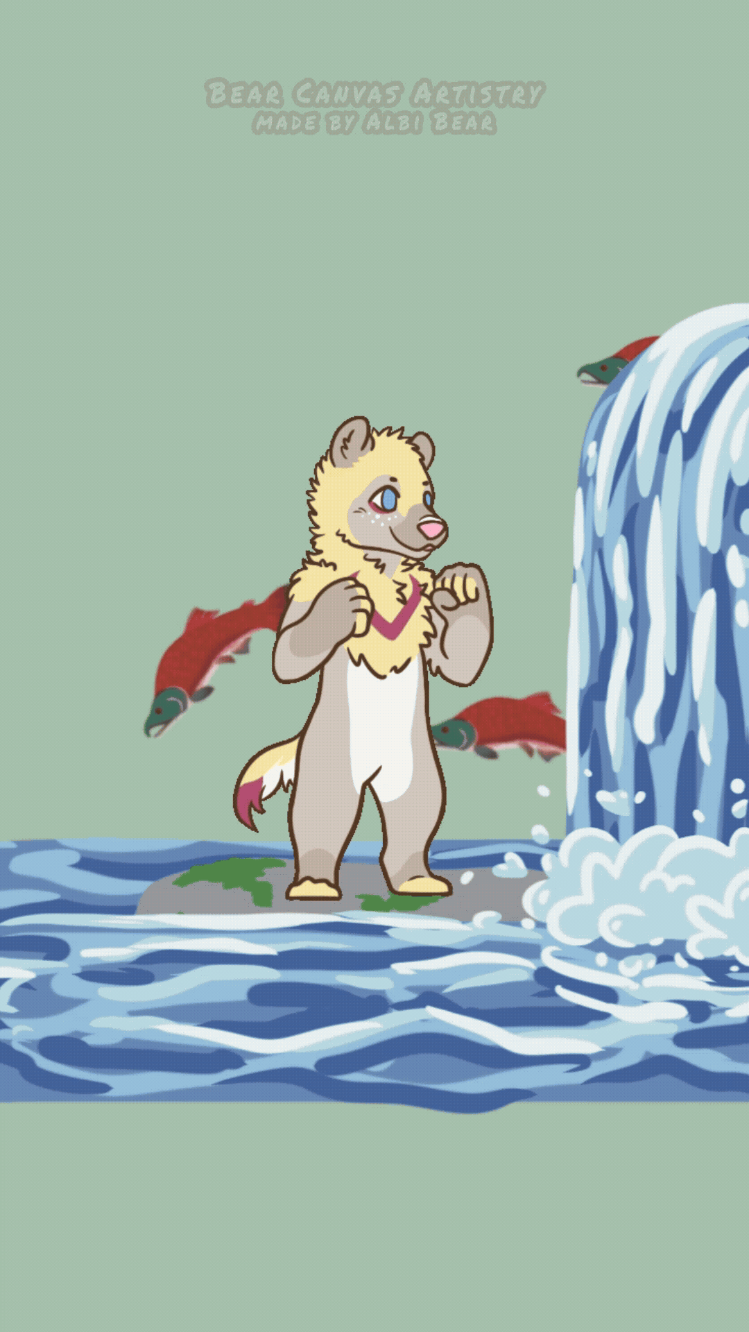 Animated gif bear fishing.